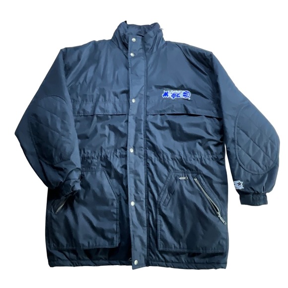 Starter Orlando Magic NBA Black Puffer‎ Jacket Mens XL Zip Front Vintage